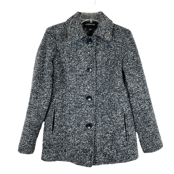 London Fog Jackets & Blazers - London Fog Blended Wool Coat  Black and White  size Small
